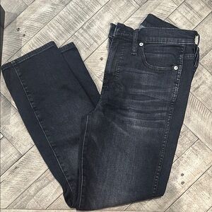 Black Distressed Straight Leg Jeans